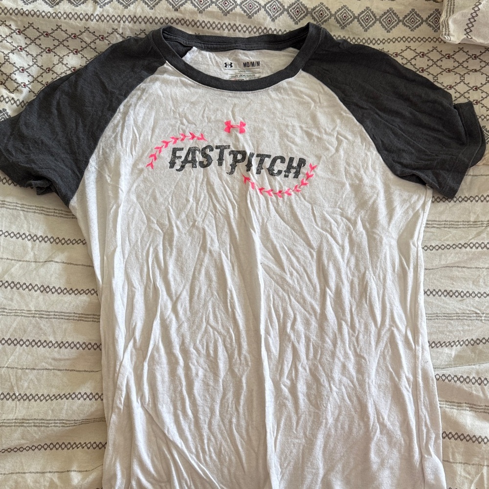 Under Armour Black and White Fastpitch Tee
